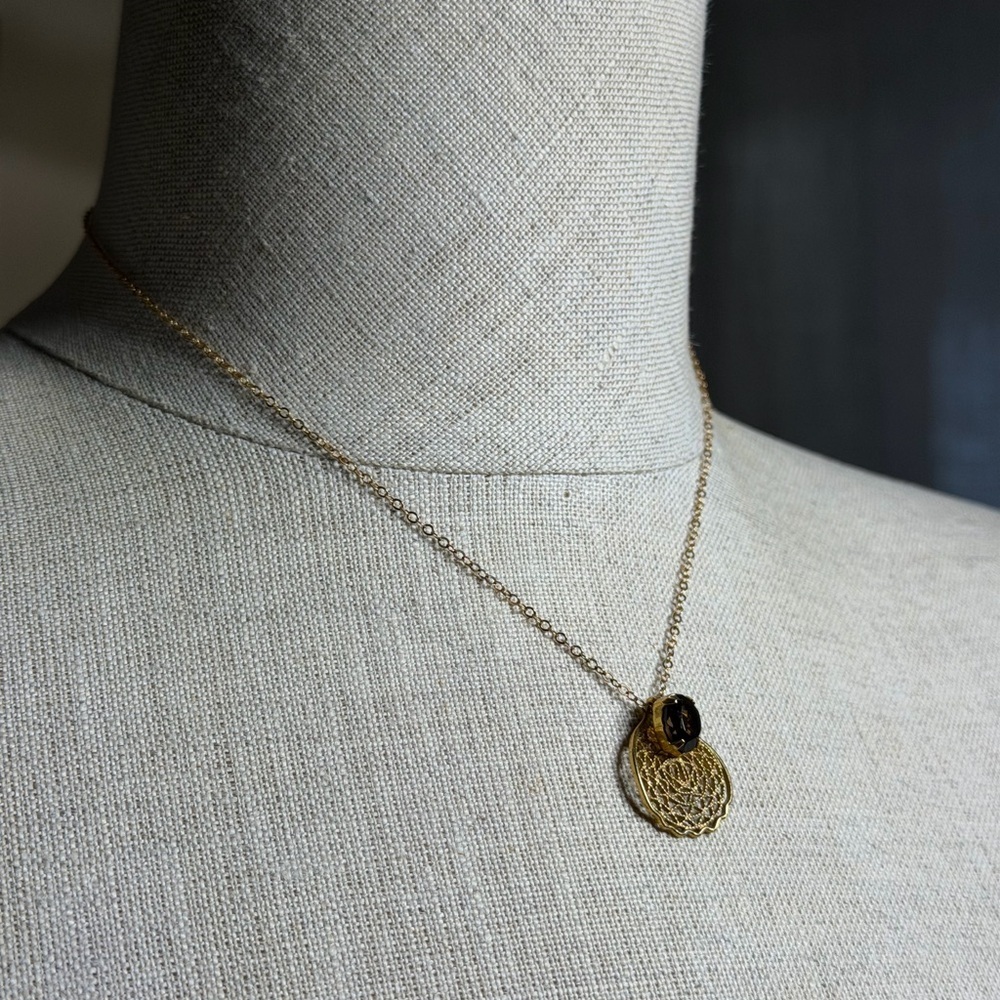 Vintage 12K Gold-Filled Filigree Necklace - Picture 12 of 15